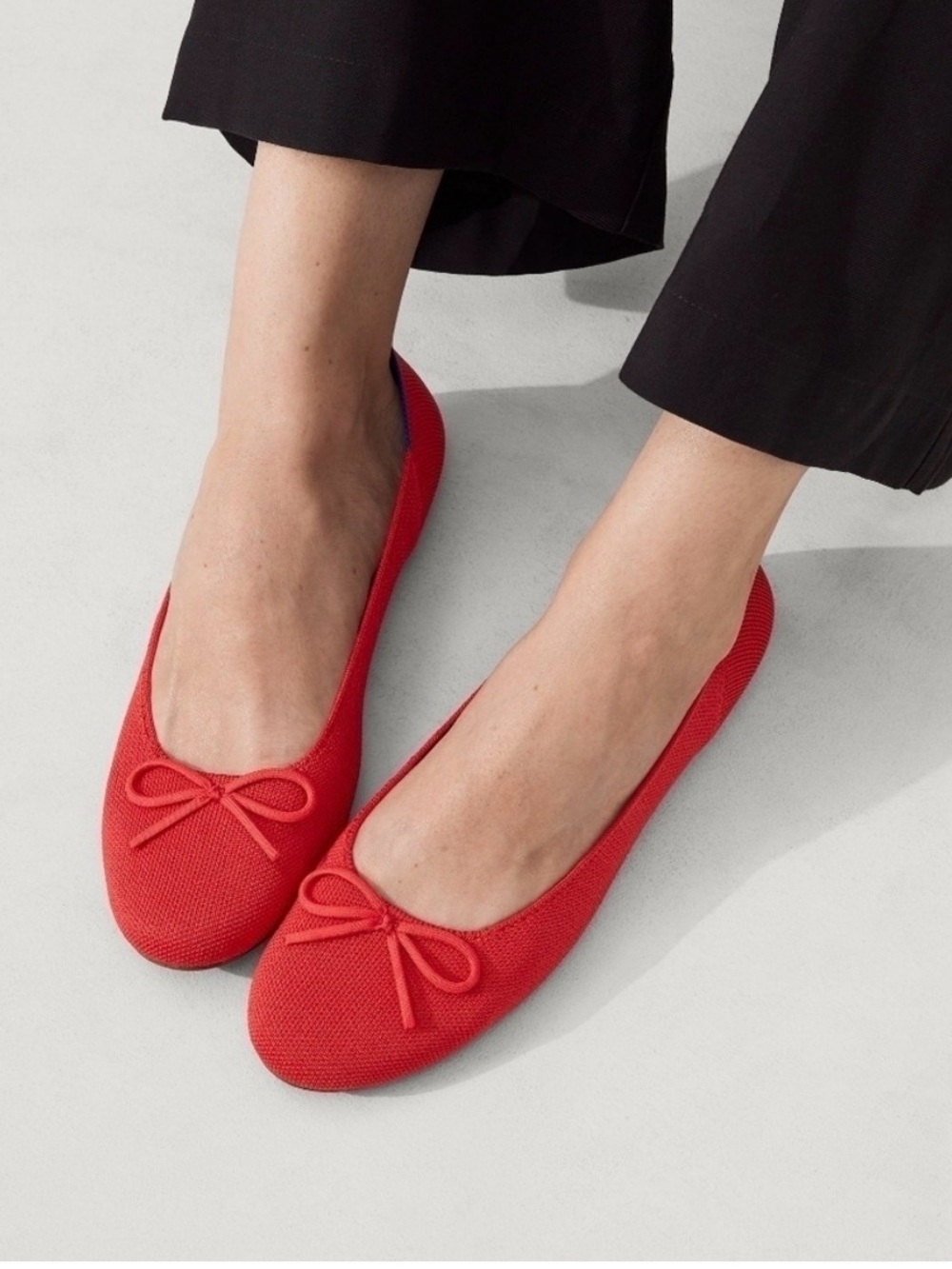 Rothy's Glamour Red Ballet Flats with Bow 12M fits 11